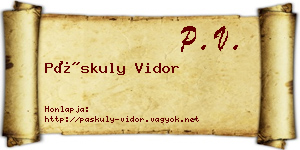 Páskuly Vidor névjegykártya